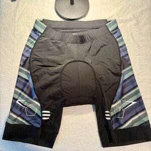 Sportneer Men's Black and Blue Striped Cycling Shorts, Size L